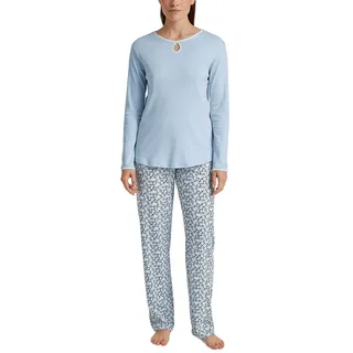 CALIDA Sweet Dreams Pyjama, lang Damen, aus 100% Baumwolle, Hose mit stoffbezogenem Gummibund