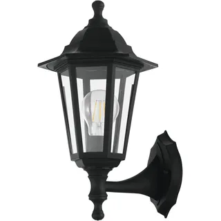 EGLO Wandleuchte Kunststoff/Glas E27 IP44 1-flammig Schwarz/Klar