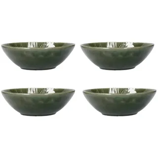 Mikasa Jardin 4pc Pasta Schüssel Set, 4x glasierte Steingut Pasta Schalen, Grünes Botanisches Design, Dinner Schalen für Pasta, 20cm - Spülmaschinenfest & Stapelbar