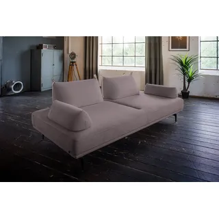 KAWOLA Sofa CANE Schlafsofa Daybed mit 2 Armlehnkissen Stoff lila