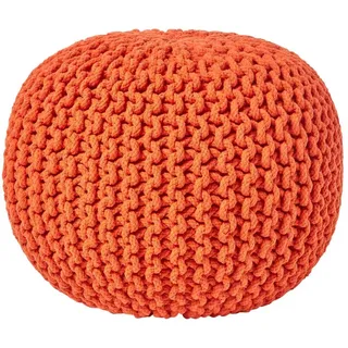 Homescapes Strick-Pouf orange, 40/40/35 cm , Textil , Uni , Rund , 40x35x40 cm , Wohnzimmer, Sessel, Hocker & Hockerbänke, Poufs