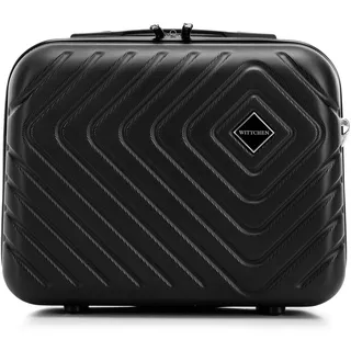 WITTCHEN Cube line Kosmetikkoffer Kulturbeutel ABS Mit Geometrischer Prägung Schultergurt Kunststoffgriff Kosmetiktasche Damen Reiseetui Größe XS Schwarz