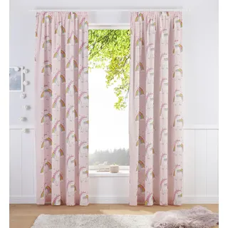 Gardine OTTO HOME "EINHORN" Gr. 1, pink, B:135cm H:145cm, Baumwolle, Polyester, Gardinen, Gardine, Kindergardine, bedruckt, halbtransparent, Einhörner, Regenbogen, Topseller