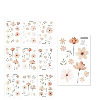 9 Blatt Boho Wandtattoo Blumen, Wanddeko, Kleine Blumenmotive Wandaufkleber | Wanddekoration, Wandtattoo Kinderzimmer, Wandsticker Kinderzimmer Mädchen, Wall Stickers, für Schlafzimmer, Wohnzimmer