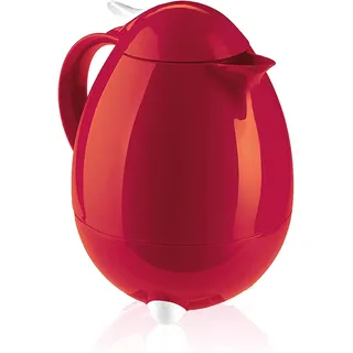 Leifheit Columbus 1, 0 L Isolierkanne, 100% dicht, Thermoskanne mit bewährter Aromataste, praktisches Öffnen und Schließen mit einer Hand, Kaffeekanne, Teekanne, dunkelrot, hochglanz