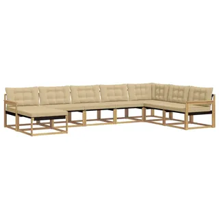 vidaXL Outdoor-Sofagarnitur 8 stk. Weiß und Beige Massivholz Akazie - Beige