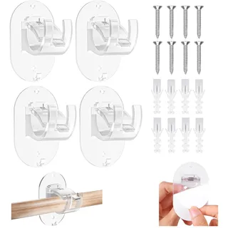 DINGFENG 4 Curtain Hooks selbstklebend Gardinenstange Halter ohne Bohren