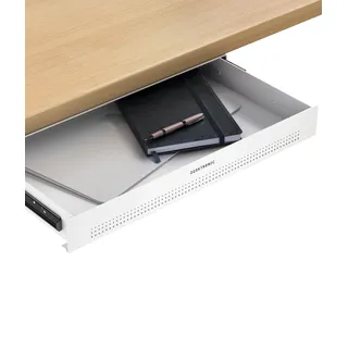 Desktronic Schreibtisch-Organizer, Untertisch-Aufbewahrungsbox, Schreibtisch für Büro Schule Homeoffice Schreibwaren, Metallschublade, Versteckte Schubladenbox (Weiß)