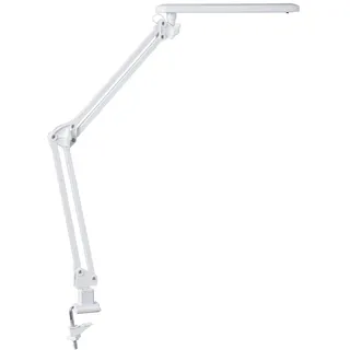 Alco-Albert - LED Schreibtischlampe mit Tischklemme 20 LEDs 7W weiß | Flexible Klemmleuchte mit stufenlos verstellbarem Arm, für Schreibtisch, Werkbank und Regal