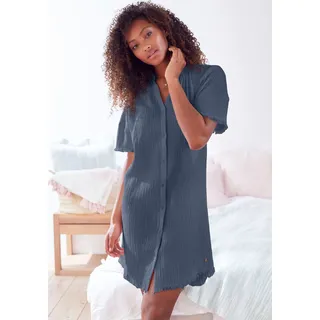 s.Oliver Nachthemd aus gewebtem Musselinstoff, blau