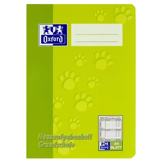 Oxford Hausaufgabenheft A5, Grundschule, 24 Blatt, grün und blau, 10 Stück