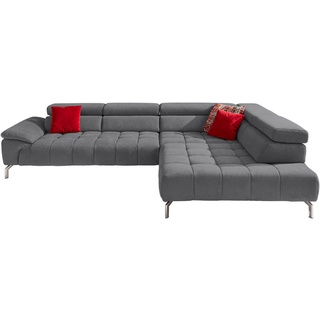 Beldomo Style Ecksofa , Grau , Textil , Uni , Ottomane rechts, L-Form , 323x222 cm , Goldenes M , erweiterbar, Typenauswahl, Stoffauswahl, planbar, seitenverkehrt erhältlich , Wohnzimmer, Sofas & Couches, Wohnlandschaften, Ecksofas