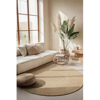 Hanse Home Jute Teppich Rangpur Rund – Natur Wohnzimmerteppich - Handgewebt & Umweltfreundlich – Boho Naturfaser Juteteppich für Wohnzimmer, Schlafzimmer, Esszimmer, Flur, Küche – Natur Weiß, 100cm