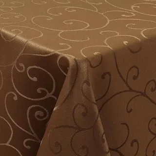 Homaxy Tischdecke Abwaschbar Rechteckig 140x240cm Polyester Tischtuch Tafeldecke Jacquard Tischwäsche Ornamente Schmutzabweisend Pflegeleicht, Braun