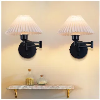 ZMH Gbly Wandleuchte Innen Wandlampe Vintage: E27 Retro Lampenschirm Wandbeleuchtung Schwenkbar 40W.MAX Weiß Stoff Wandlicht Flurlampe Wand für Wohnzimmer Treppenhaus Hotel Bad - Ohne Leuchtmittel