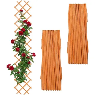 Relaxdays 3Xrankgitter , Orange , Holz , 45x270x1.5 cm , Dekoration, Gartendeko