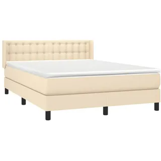 vidaXL Boxspringbett mit Matratze Creme 140x190 cm Stoff - Creme
