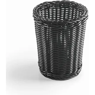 Lacor 63485 Besteckkasten RATTAN Polypropylen Ø 12 cm, 100% BPA-frei, ideal für die Aufbewahrung von Besteck, spülmaschinenfest, Ø 12 x 15 cm, schwarz, Polyester