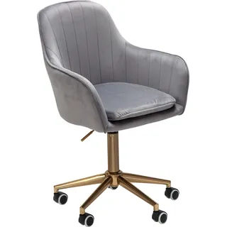 FineBuy Design Schreibtischstuhl mit Rollen - Samt Bezug gepolstert | Bürostuhl höhenverstellbar & drehbar | Sessel Drehstuhl - Grau