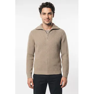 Strellson Troyer "Zip Pullover Remo" mit Kaschmir-Anteil, weiches Material, Grobstrick Klassiker, light beige