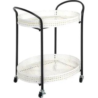 HAKU Servierwagen Creme, schwarz, Metall - Maße: B 60 cm x H 70 cm x T 40 cm, Style: Art Deco