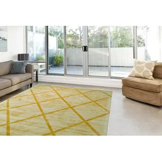 my home Teppich »Blerina« rechteckig 13 mm Höhe elegant glänzender Kurzflorteppich in Seiden-Optik, gelb