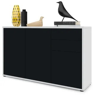 Vladon Kommode Ben V3 (Kommode, mit 3 Türen und 2 Schubladen), Weiß matt/Schwarz matt (117 x 74 x 36 cm) schwarz