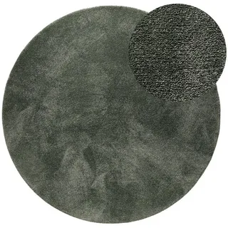 benuta Nest Hochflorteppich Melvin waschbar ø 200 cm rund , Grün , Kunststoff , Uni , Rund , 200x200 cm , Oeko-Tex® Standard 100 , für Fußbodenheizung geeignet, in verschiedenen Größen erhältlich, waschbar, pflegeleicht , Teppiche und Böden, Teppiche, Hochflorteppiche & Shaggys