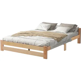 Redom Futonbett 140/200 cm mit Matratze mit Kopfteil und integriertem Lattenrost, Natur , Naturfarben , Holzwerkstoff , 140x200 cm , Schlafzimmer, Betten