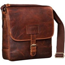 STILORD 'Bennet' Messenger Bag Herrentasche Leder zum Umhängen Hochwertige Schultertasche für 10.1 Zoll Tablet iPad Echtes Vintage Leder, Farbe:Kara - Cognac