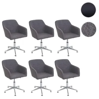 6er-Set Esszimmerstuhl HWC-A74, Drehstuhl Loungesessel, höhenverstellbar ~ Textil, grau