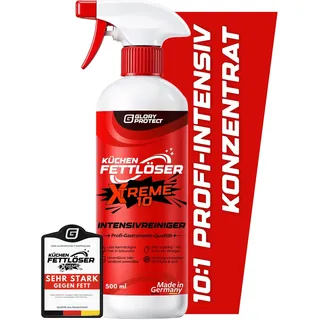 GLORYPROTECT Küchen-Fettlöser 10‐fach Konzentrat – Profi Intensivreiniger gegen eingebranntes & hartnäckiges Fett | XTREME-10 löst Backofen, Grill & Dunstabzug mühelos für Haushalt & Gastronomie