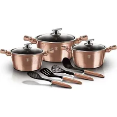 BerlingerHaus GRANITE POT SET BERLINGER HAUS ROSE GOLD BH-6151, Pfanne + Kochtopf, Rosa