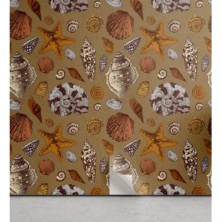 ABAKUHAUS Ozean abziehbare & klebbare Tapete für Zuhause, Unterwasser Tiere, selbstklebendes Wohnzimmer Küchenakzent, 33 cm x 90 cm, Ingwer Zimt Kakao - Braun