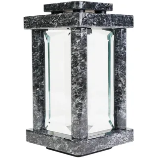 Grablampe viereckig gerundet Granit Labrador - Dunkelgrau