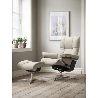 Stressless® Relaxsessel »Mayfair«, (Set, Relaxsessel mit Hocker), mit Hocker, mit Cross Base, Größe S, M & L, Holzakzent Schwarz beige