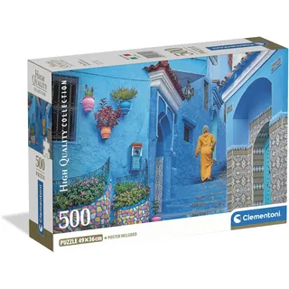 Clementoni Die blauen Straßen von Chefchaouin 500 Teile Erwachsene - Katzen Puzzle Erwachsene in 49 x 36 cm - Puzzle Erwachsene anspruchsvoll von Clementoni 35621