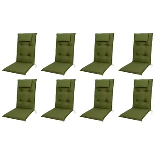 Doppler 8x 7836 Hochlehner Gartenstuhl Auflagen 8cm Kopfkissen grün