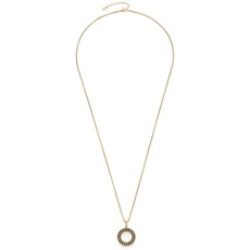 Leonardo Jewels Confetti Halskette aus Edelstahl, lange goldene Kette mit rundem Clip&Mix-Anhänger aus schwarzen Glaskristallen, Damenschmuck, 022166