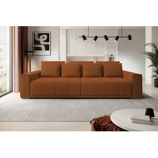 DomoHome MOTTA Bigsofa – Großes Sofa mit Bettfunktion, Liegefläche 175x228cm, 7-Kissen inklusive, KANSAS-Stoffbezug, zwei Bettkästen, Größe: 278x130x83cm, Farbe: Hellbraun - Hellbraun