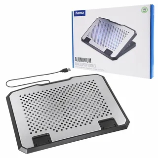 Hama Laptop-Kühler Aluminium, neigbar, leise, 2 Lüfter, bis 40 cm (15,6), SW