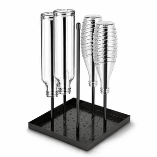 VINATO Flaschen Abtropfständer Abtropfgestell Flaschen Flaschenhalter für SodaStream Flaschenständer zum Abtropfen mit Abtropfgestell 5-er Flaschenständer aus Metall für Küche, Schwarz