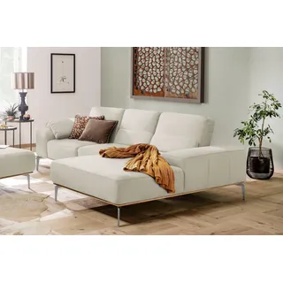W.Schillig Ecksofa »run, Designsofa mit tollem Sitzkomfort, L-Form« mit elegantem Holzsockel, Füße in Chrom glänzend, Breite 279 cm, weiß