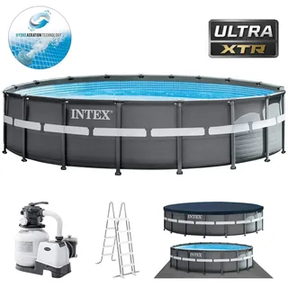 Intex Ultra Rondo XTR 549 x 132 cm inkl. Sandfilteranlage, Boden-Schutzplane, Abdeckplane, Filterpumpe, Poolleiter