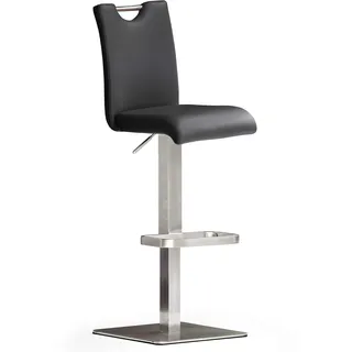 Robas Lund Barhocker Schwarz Leder mit Lehne Barstuhl drehbar 180 Grad, Hocker höhenverstellbar, BAR.DO