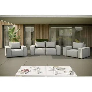 Gartenmöbel-Set GARDENT 2-1-1 wetterfester Stoff NXL Hellgrau - Grau