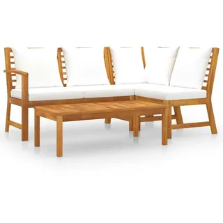 vidaXL Garten-Lounge-Set 4-tlg. natur/creme