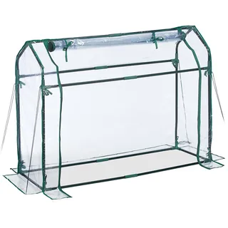 Relaxdays Foliengewächshaus, PVC-Folie, aufrollbare Tür, HxBxT: 92 x 124 x 42 cm, Frühbeet mit Stecksystem, transparent