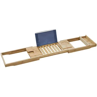 Svita ORI Badewannenablage Badewannenbrett Bambus Buchstütze Getränkehalter ausziehbar größenverstellbar multifunktional
