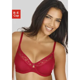 T-Shirt-BH VIVANCE, Damen, Gr. 80, Cup D, rot, Spitze, Obermaterial: 86% Polyamid, 14% Elasthan, BHs T-Shirt-BH, aus feinem Mesh-Material und Spitze in Leo-Optik, Dessous